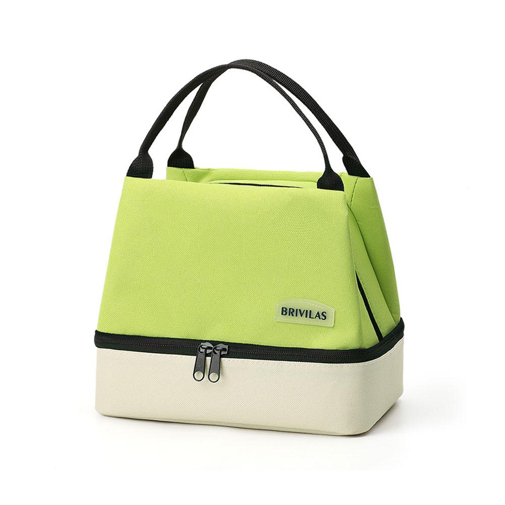 Fashion Color-blocked Double-layer Lunch Bag Fashion Dopamine  Bento Insulated Pack Portable Food Handheld Insulation Bag