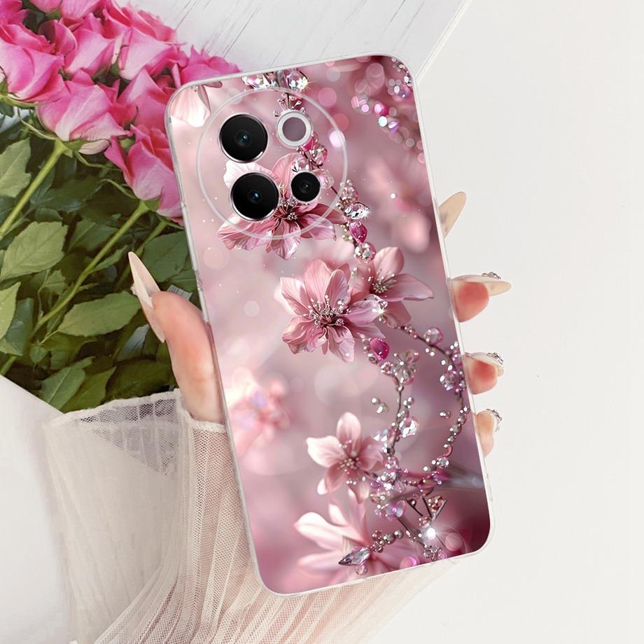 For Vivo V40 Lite 5G Global V40e V40 Pro Phone Case Clear Soft TPU Clear Back Cover Cool Cartoon Luxury Butterfly Flower Funda