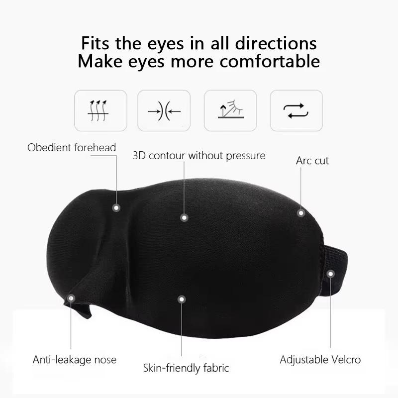 3D Contoured Sleep Mask - Light Blocking Eye Cover with Adjustable Elastic Band & Soft Padding, Unisex Travel & Nap Blindfold