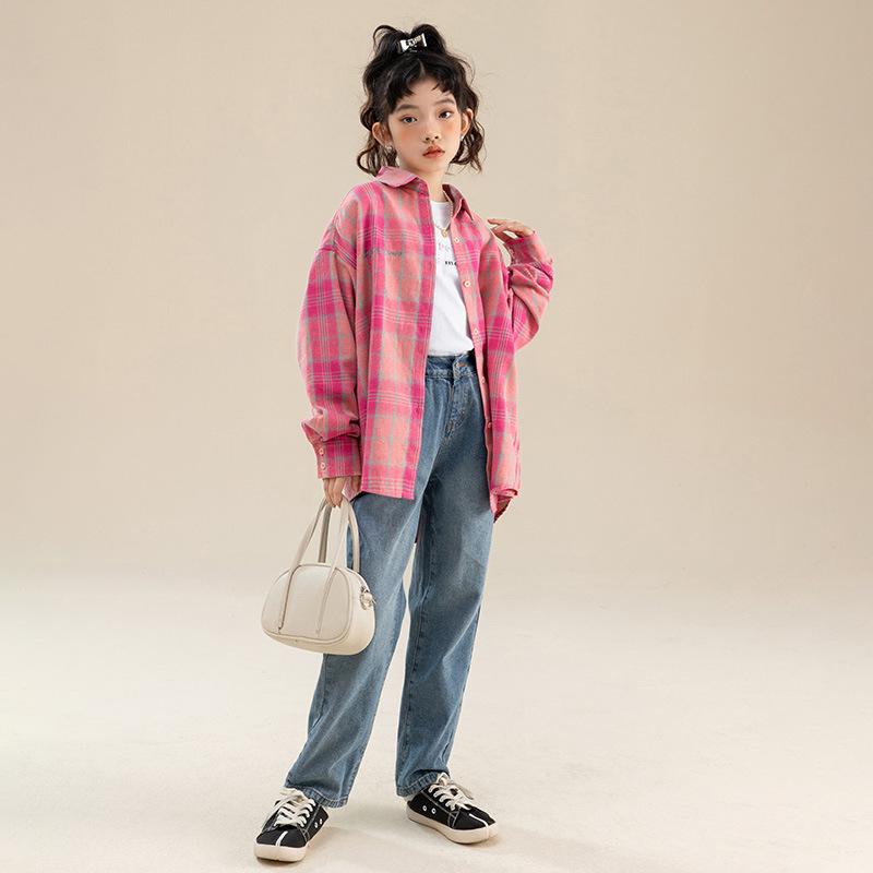 2025 Girls' Plaid Shirt: Trendy Spring & Autumn Fashion for Kids