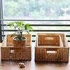 Nordic Style Rattan Weave Desktop Storage Basket for Living Room Coffee Table