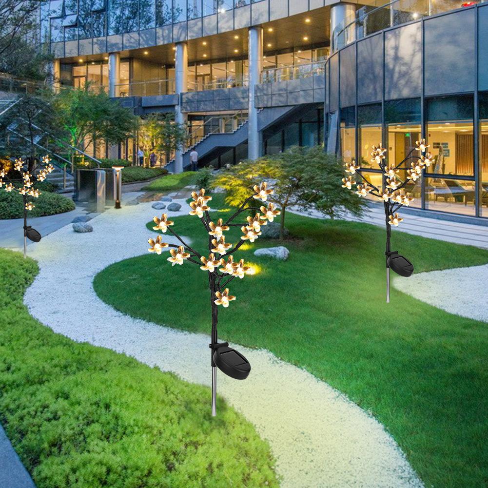 Solar Powered 20LED Lawn Light Warm Peach Tree Lamp for Outdoor Garden Road Courtyard