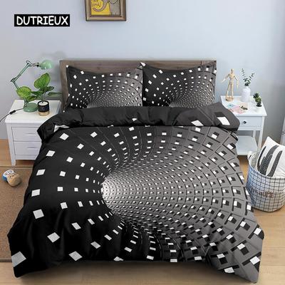 Abstraktes Bettwäscheset, 3D-gedruckter psychedelischer Bettbezug mit Reißverschluss, Queen-Size-Bettdeckensets aus Polyester