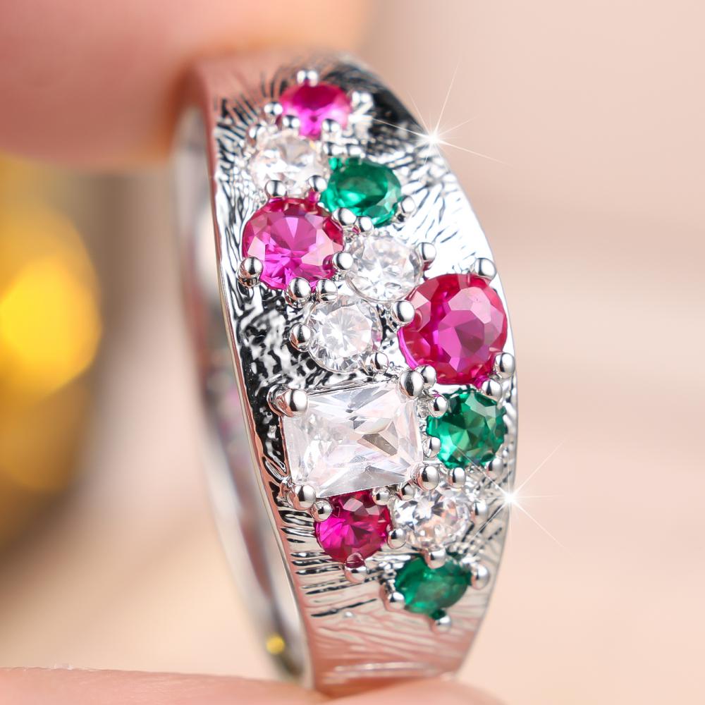 Gorgeous Silver Color Multi Zircon Cluster Ring for Women Daily Wear and Party