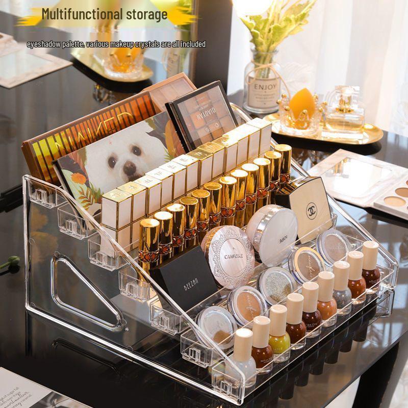 Deluxe Makeup Organizer: Large Capacity for Eyeshadow, Lipstick, Puff, Nail Polish & Badges