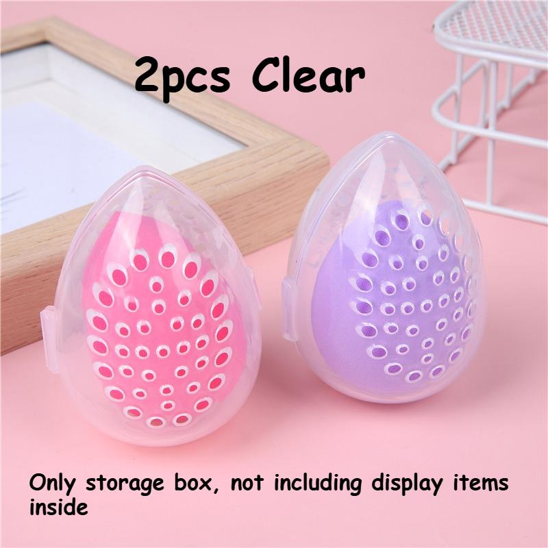 

2pcs Egg Storage Shell With Hole, Portable BreathablePowder Puff Box With Lid, Travel Holiday Supplies