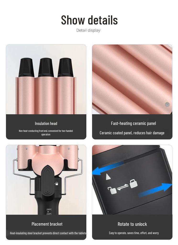 5-in-1 Multifunctional Curling Iron Head Set with Big Wave & Egg Roll Attachments