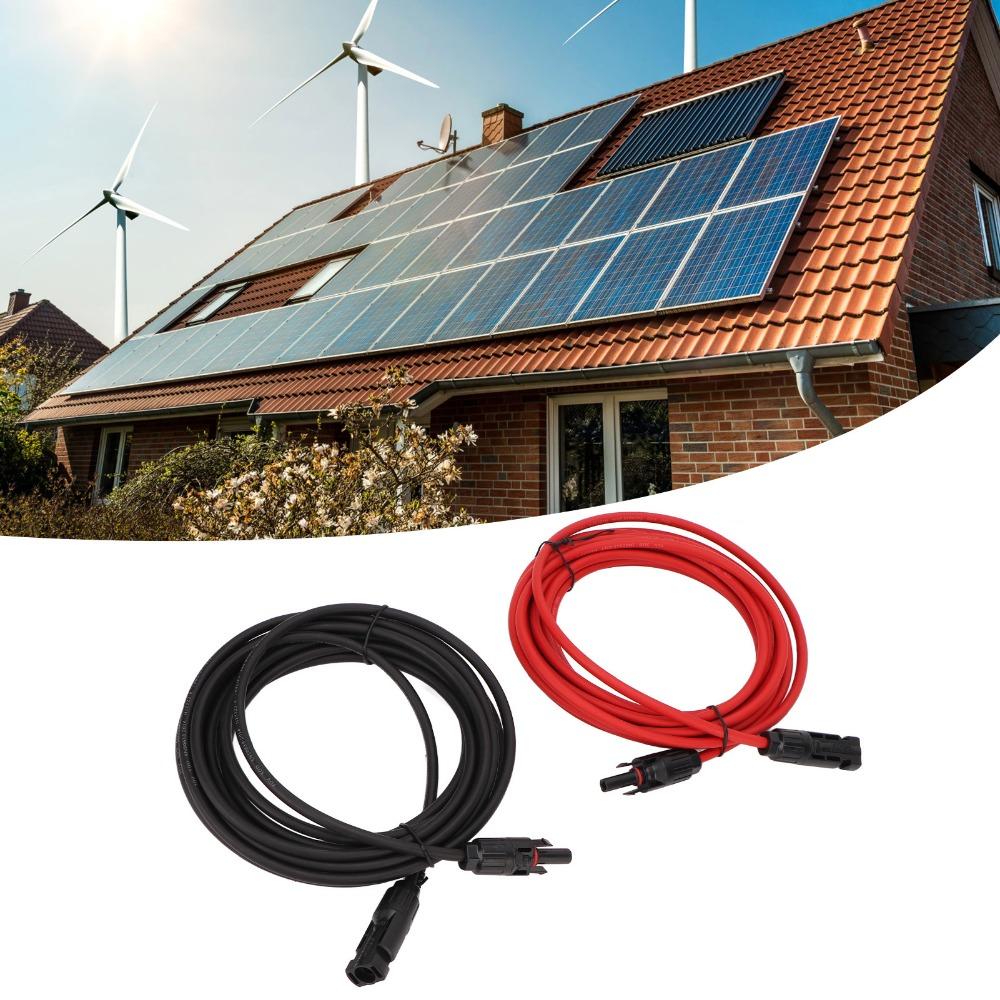 12AWG Wire Solar Panel Wire Black 3 Meter + Red 3 Meter Solar Adapter Cable Renewable Energy Setup