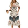 Women's Casual Fashion Halloween Printed Short Sleeve Round Neck Dress
