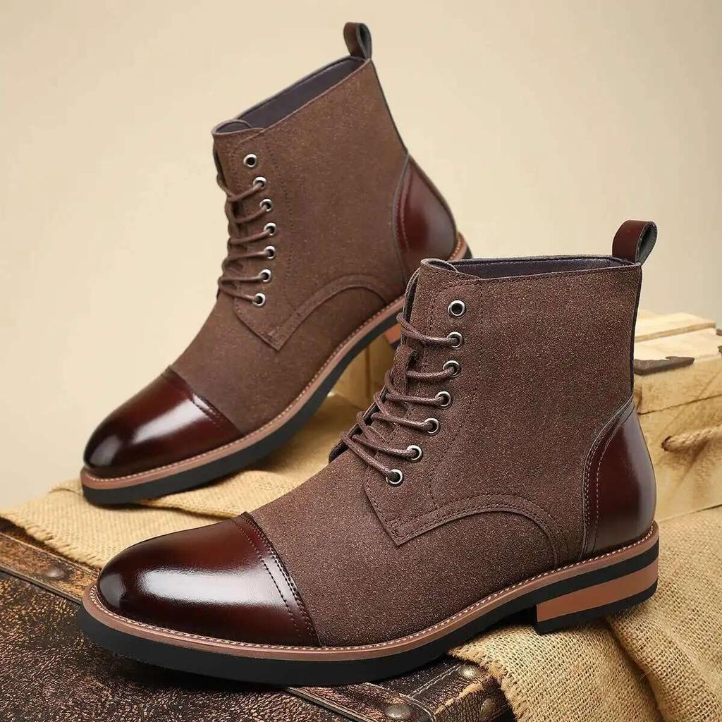Luxury Men's Shoes High Quality Suede Leather Boots Classic Business Dress Boots for Men Lace Up Ankle Booties Botas Para Hombre