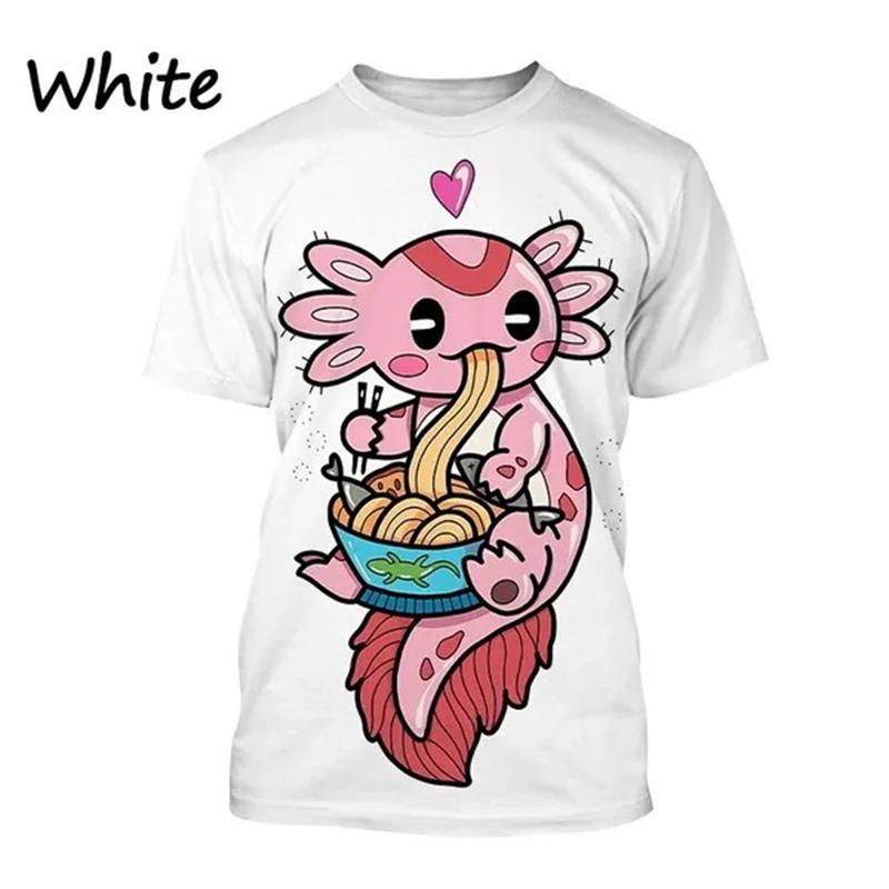 Hot Sale New Axolotl 3D Printed T-shirt Personality Animal Unisex Comfortable Round Neck Print Streetwear Tops Men Women Tees