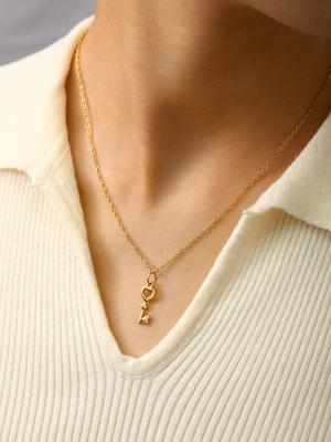 Mode Schlichte Persönlichkeit Niedlich Elegant Y2K Stil Edelstahl 18K Vergoldet Amor Liebe Schlüssel Anhänger Halskette Für Frauen