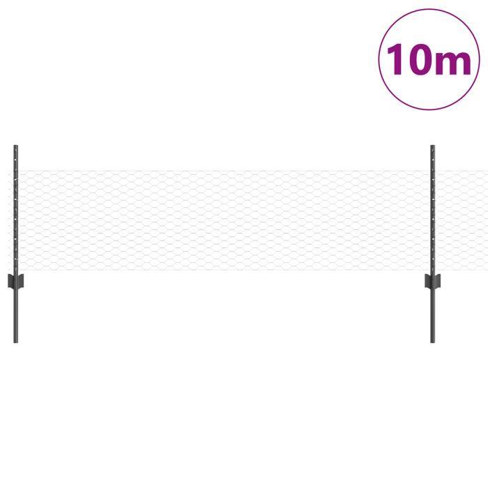 Poteaux de clôture vidaXL 5 pcs U-Channel Gris 60 cm Acier 3336811