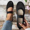 Europe and the United States Foreign Trade Flying Woven Breathable Flat Bottom Shallow Mouth Single Shoes Women Hollow Solid Color Round Head Dancing 