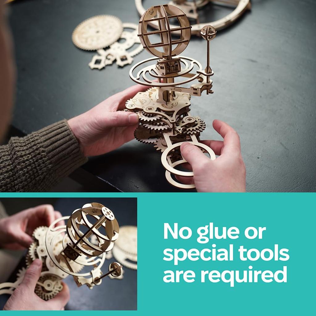 Ugears Mechaniczny Tellurion 70167 Drewniane Rękodzieło Modelarstwo Bez Kleju i Narzędzi dla Dorosłych Dzieci Puzzle, i Zestaw, Wymagane, i