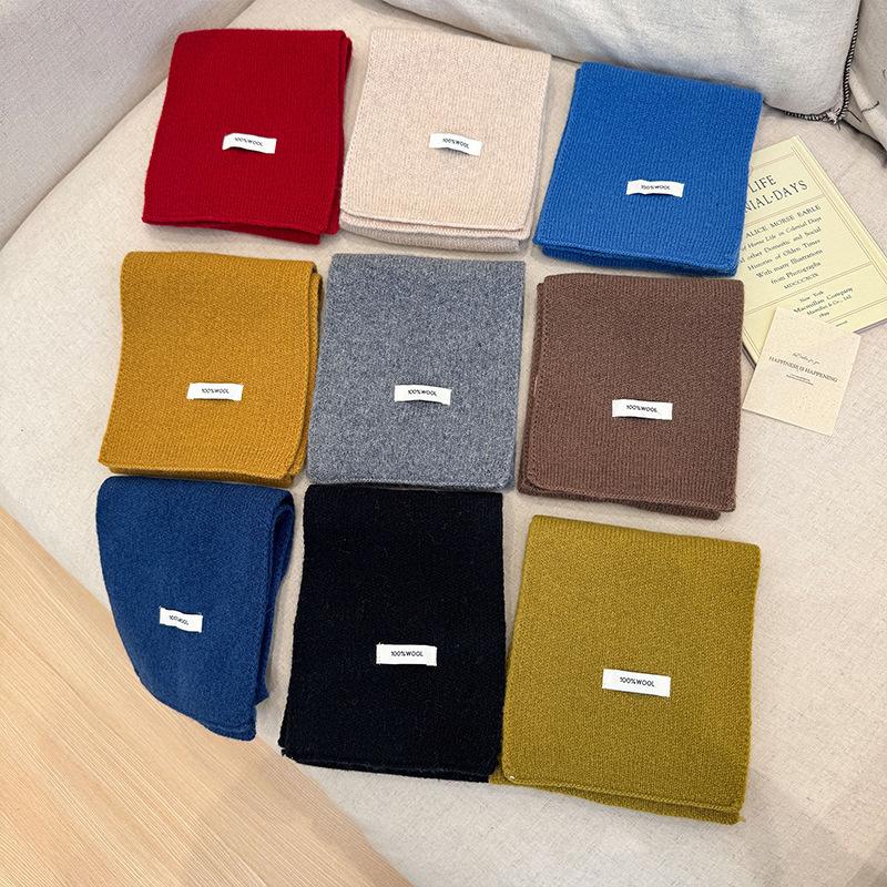 Wool Winter Scarf For Women Warm Triangle Knit Scarves Hijab Solid Lady Shawl Wrap Female Pashmina Bandana Head Scarfs