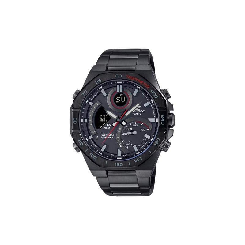 

Casio EDIFICE 100 meters waterproof, solar quartz movement, stainless steel strap, Japanese and Korean watch, men s watch, black dial ECB-950YDC-1AJF чёрный