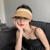 New Summer Raffia Straw Sun Protection Hat Open Top Straw Hat Striped Versatile Uv Protection Women'S Casual Baseball Cap