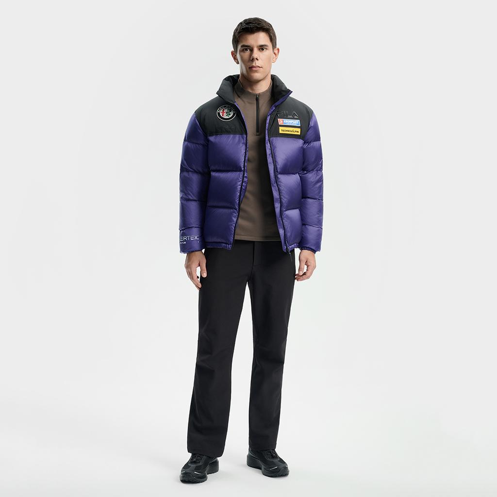 Fila Ski Series 4810 Snow Peak Goose Down Trendy Personality Cool Sports Color Block Warm Stand Collar Woven Down Jacket Men Outerwear A11M546927FDP
