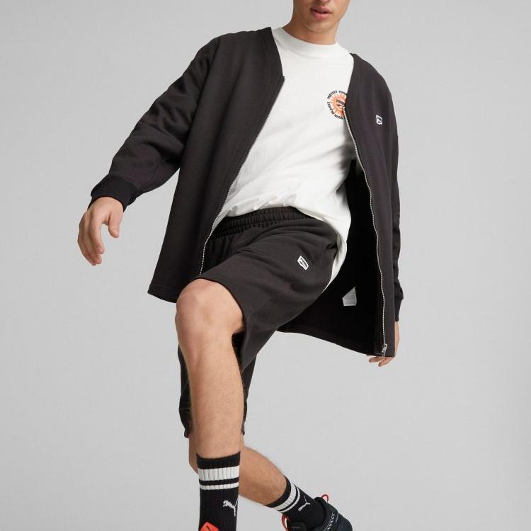 Puma Solid Color Elastic Waist Sports Shorts Men shorts Black 620637-01