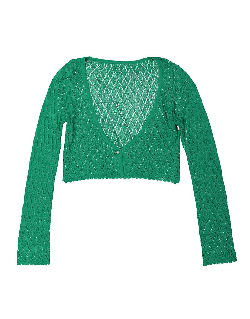 Amaps Diamond Pattern See-Through Summer Top & Cardigan Set - Green Cardigan Purchased Separately