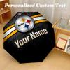 Pittsburgh Steelers Automatic 8‑ribs Umbrella, Custom Name Text Personalized Folding Umbrella Rain Sun Gift