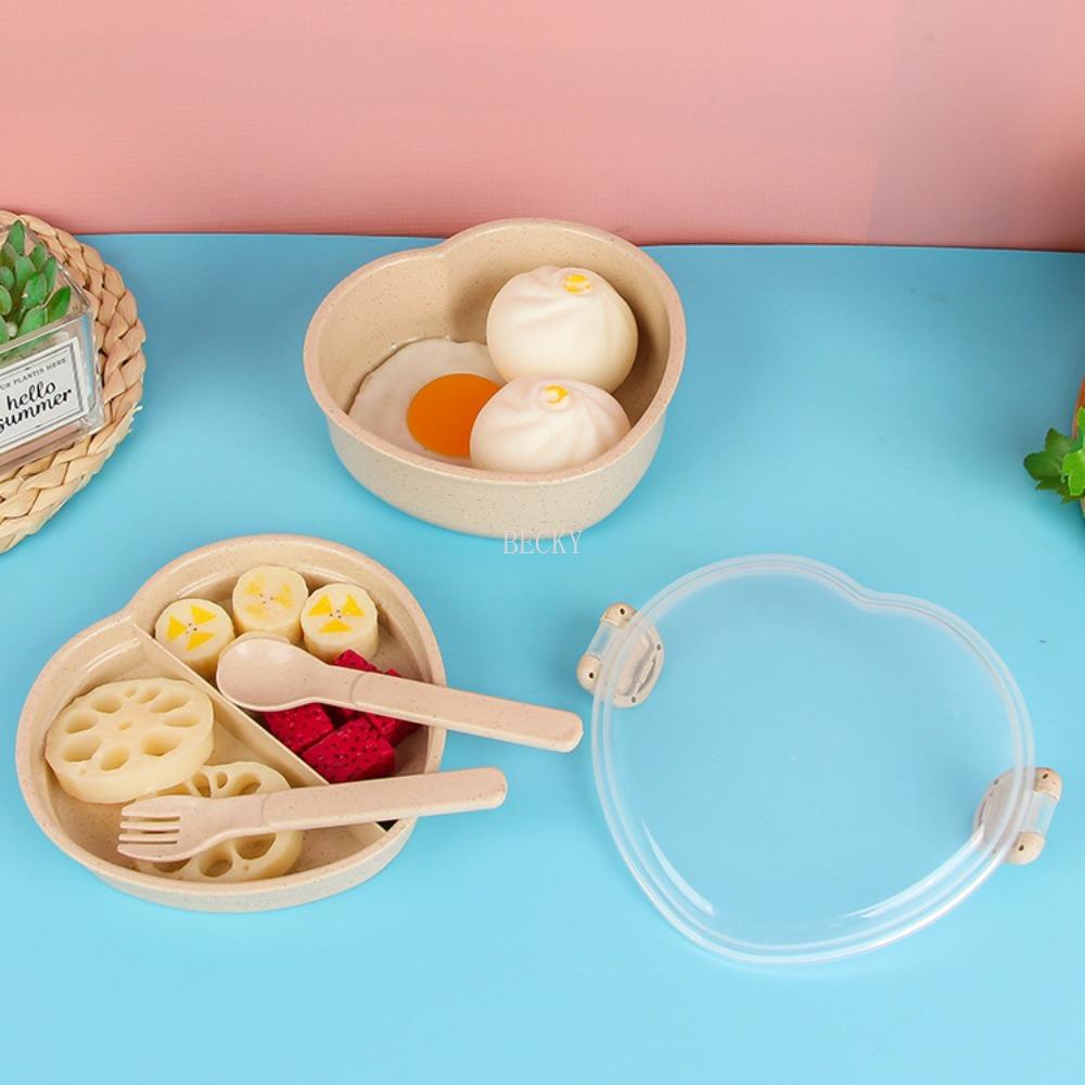 

Healthy and Environmentally Friendly Wheat Straw Heart-shaped Lunch Box Plastic Sealed Lunch Box Leak-proof Lunch Boxs Tableware