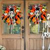 Realistic Faux Maple Leaf Pumpkins Skull Branch Wreath Durability Waterproof Halloween Autumn Home Outdoor Decors
