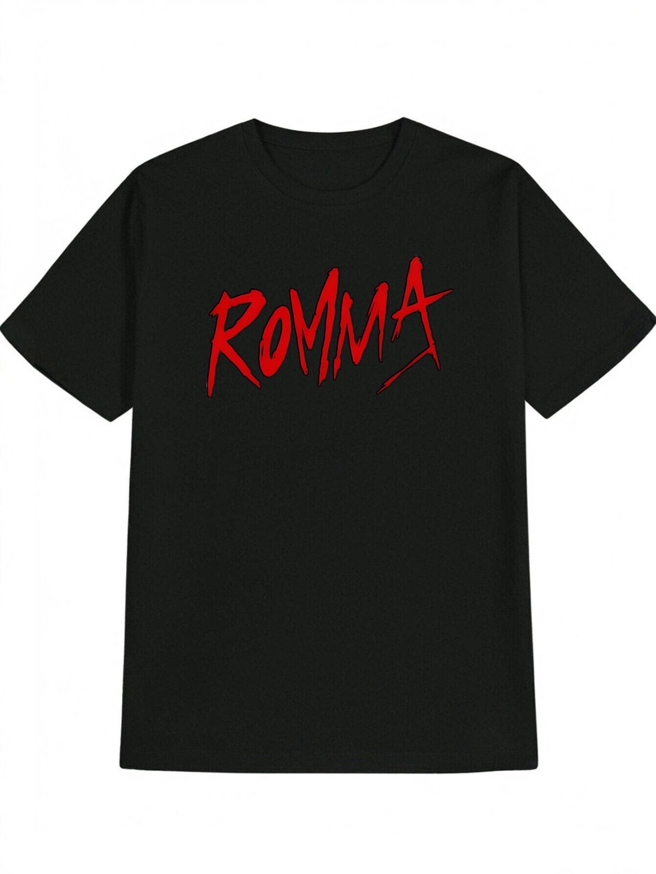 Casual  ROMMA  Graphic T-shirt - Black Crew Neck S