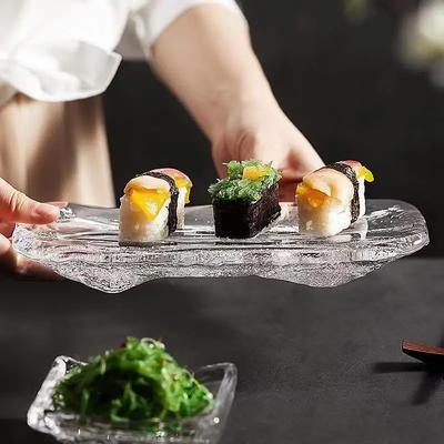 Japanese Glass Sashimi Board, Ice River Sushi, Kitchen Dishes, Tableware, Dinner, Cake, Restaurant, Bar, Family Garden