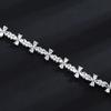 Full Diamond Cross Bracelet Hip Hop Trend Men'S And Women'S Same Niche Zircon Inlaid Adjustable Tennis Chain