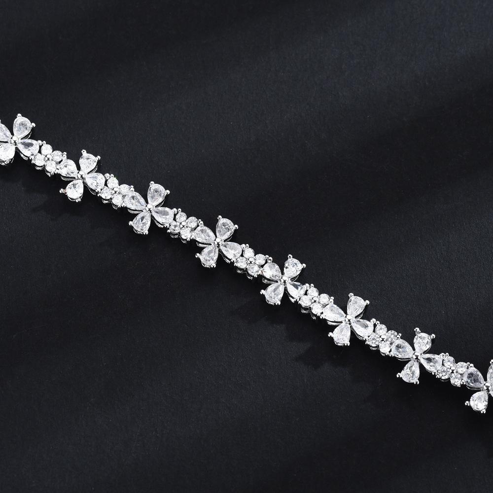 Full Diamond Cross Bracelet Hip Hop Trend Men'S And Women'S Same Niche Zircon Inlaid Adjustable Tennis Chain