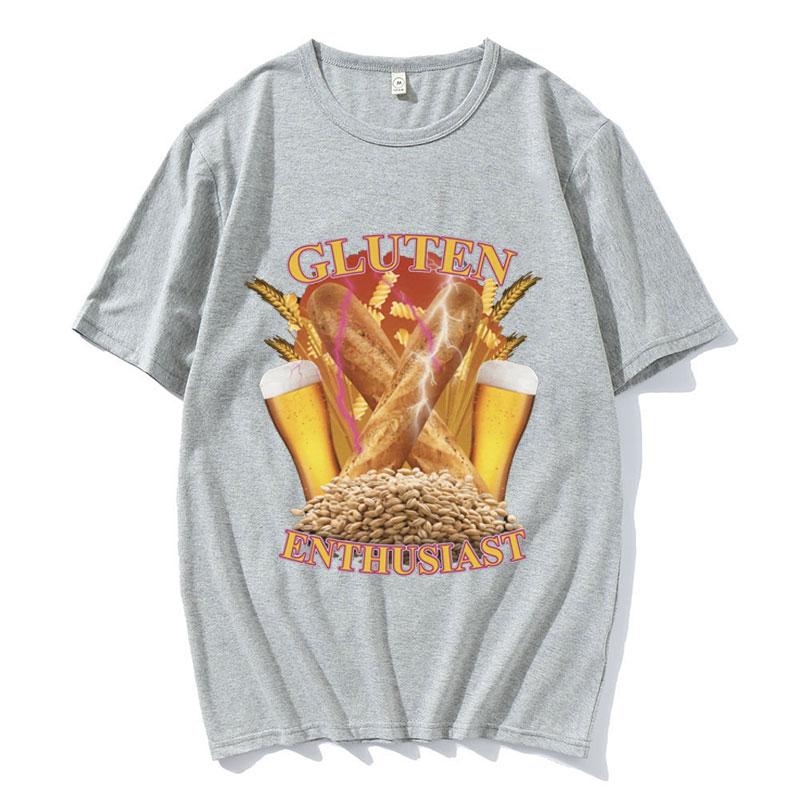 Funny Gluten Enthusiast Meme Graphic T Shirt Mens Fashion Cotton Short Sleev Tshirts ONeck Loose Oversized Tshirt Streetwear