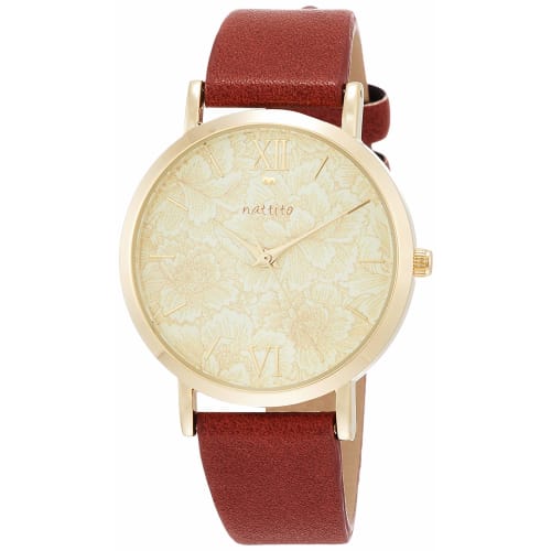 

Fieldwork Women s Analog Fender Watch, 34mm Diameter, Leather Strap, Floral Pattern, Cream and Brown, FSC138-3
