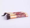 HMU Rubber Handle 10pcs Beautiful Rhinestone Elegant Glitter Bling Make up Brush With Case