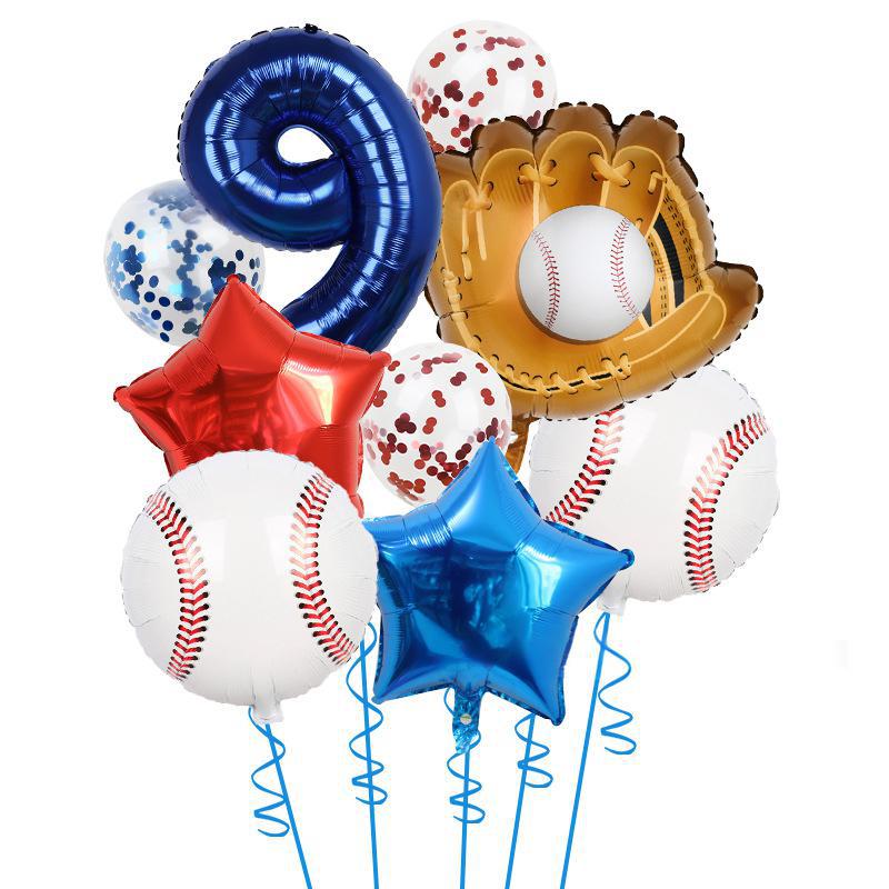 

American Baseball Sports Aluminum Film Sequin Latex Balloon Set Children S Birthday Scene Arrangement Set 9