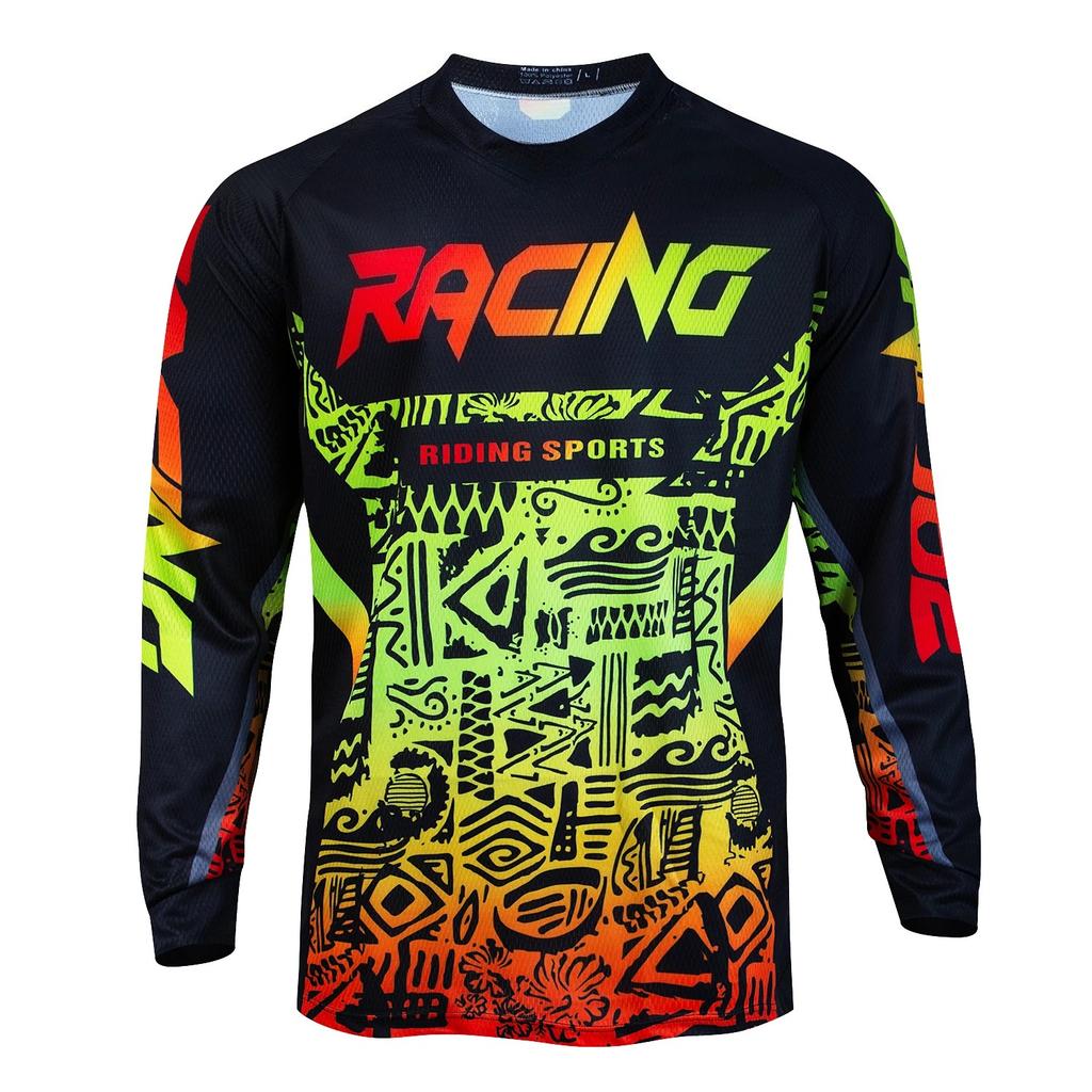 Spring and Autumn Round Neck 3D Printed Top Mountain Bike Jersey Fashionable Casual Sports Long Sleeved Men's T-shirts