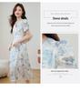 Vintage French Floral Puff Sleeve V-Neck A-Line Dress - Slim Fit Waist-Cinching Summer Long Skirt