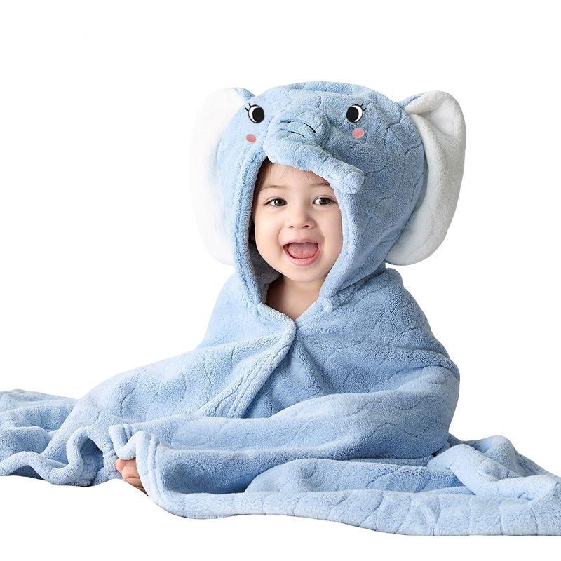 Cartoon Baby Hooded Cape Blanket - Soft Coral Fleece for Bath and Snuggle