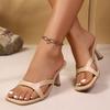 Fashion Vintage Square Toe Thin Strap Slippers Women Brand Designer Classic Slip On Sandals Women 2025 Summer Spike Heels Party Shoes