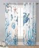 Ocean Coral Turtle Starfish Sheer Curtains for Living Room Decoration Window Curtains for Kitchen Tulle Voile Organza Curtains
