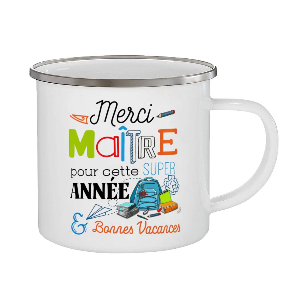 Merci Maîtresse Printed Mugs Coffee Cups Drinks Water Milk Cup Enamel Mug Gifts Idea for Teacher End of School Year Gift