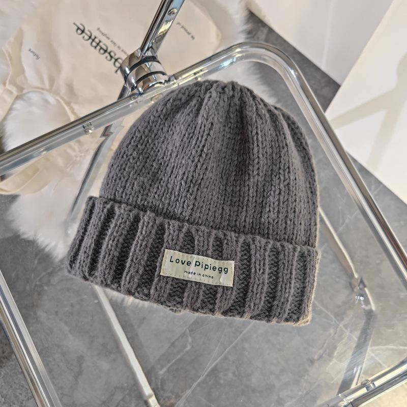 Hat women's winter wool hat big head circumference dome thread hat warm versatile purple thick thread loose knitted hat tide