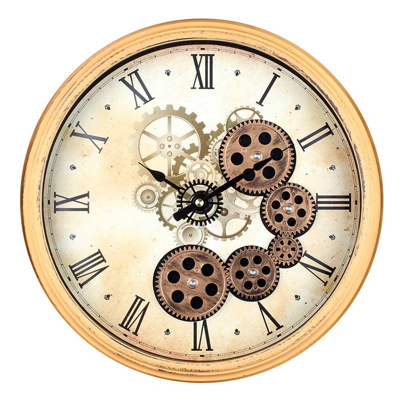 

Ретро Механические Настенные Часы в Североамериканском Стиле Креативные Бесшумные Часы с Шестеренками 37CM style 2