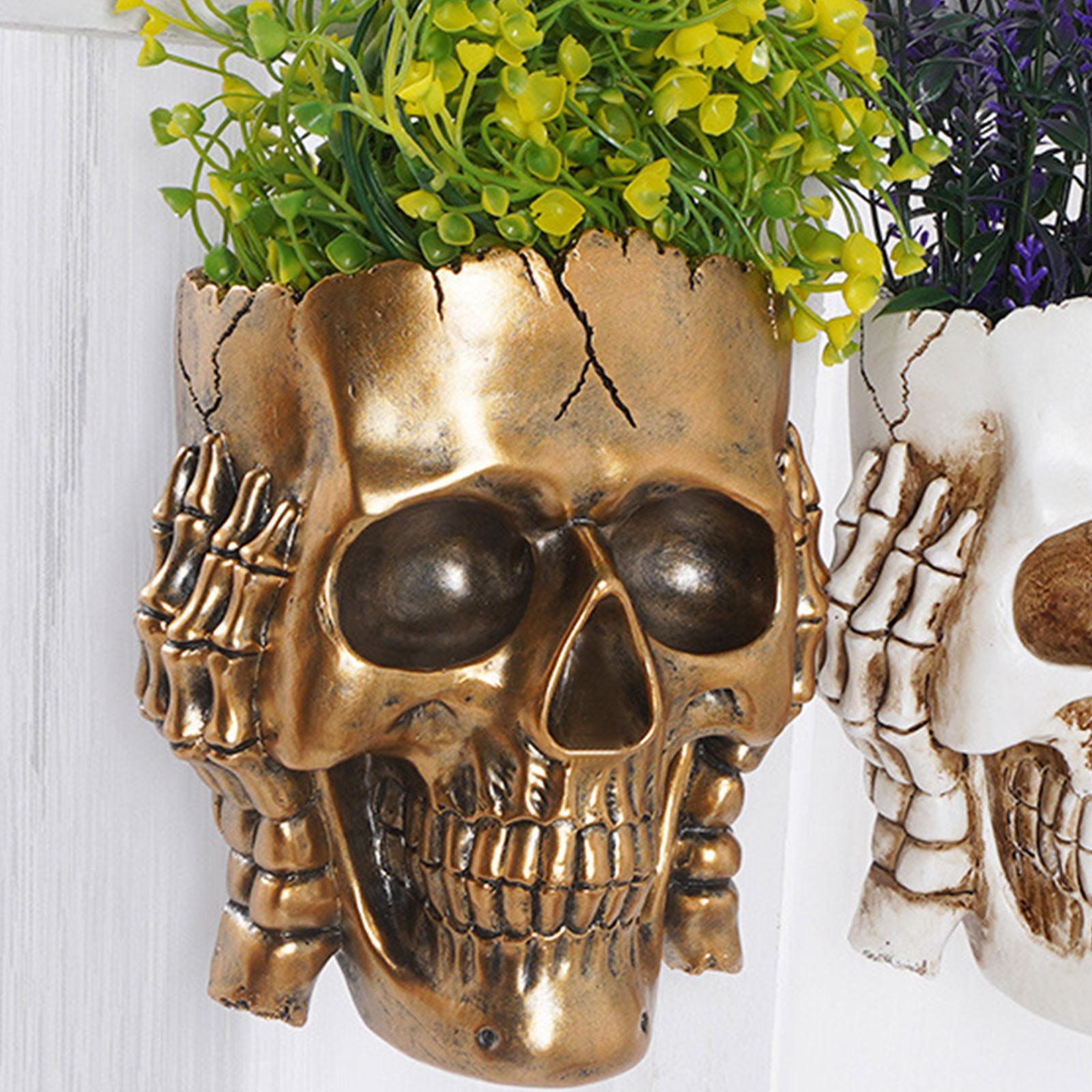 

Подвесной кашпо для домашнего декора, жуткий настенный кашпо для комнатных и уличных растений, уникальная современная готическая ваза, кашпо с дренажем One Size золотой