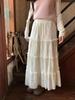 Gentle Academia Crochet Layered High-Waist Maxi Skirt for Spring/Autumn