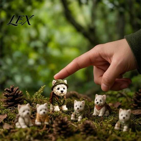 Animal Theme Blind Box Calendar Westie in The Woods Advent Calendar, 24-Day Christmas Countdown Decorative Acrylic Figures Dog Figure Set, West