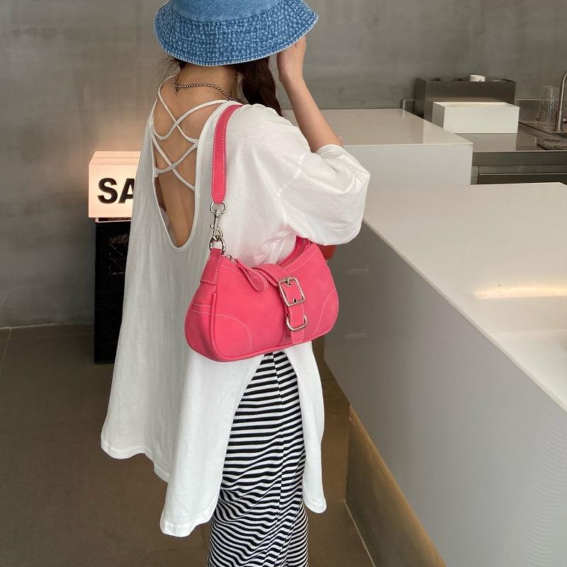 Fashi Design Women's Shoulder Crossbody Bags Vintage Rose Red Ladies Chain Underarm Bag Female Girls Clutch Purse Handbags