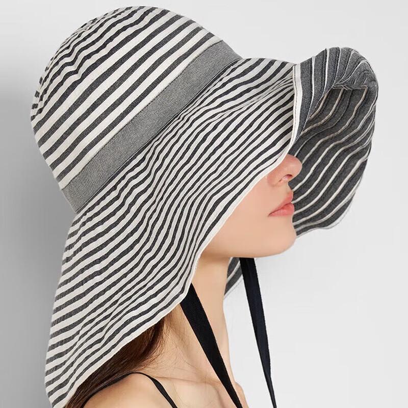 

Kenmont Striped Foldable Wide-Brim Sun Hat 57cm