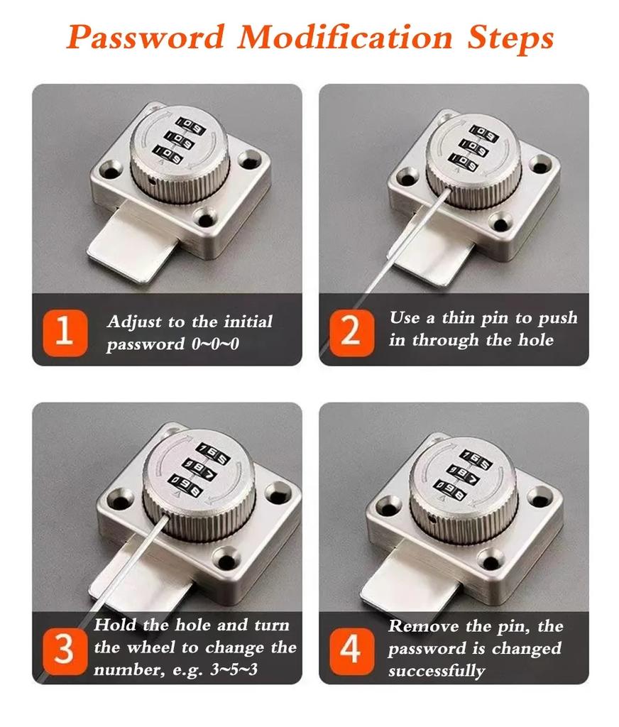 Password Door Lock Bolt Smart Cam Code Lock 3 Digit Combination Sliding Bolt Lock For Mailbox Cabinet Door Hardware